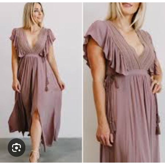 Baltic Born Dresses & Skirts - Baltic Born Jennifer Maxi Dress Womens XL Mauve Purple Pink Deep V-Neck